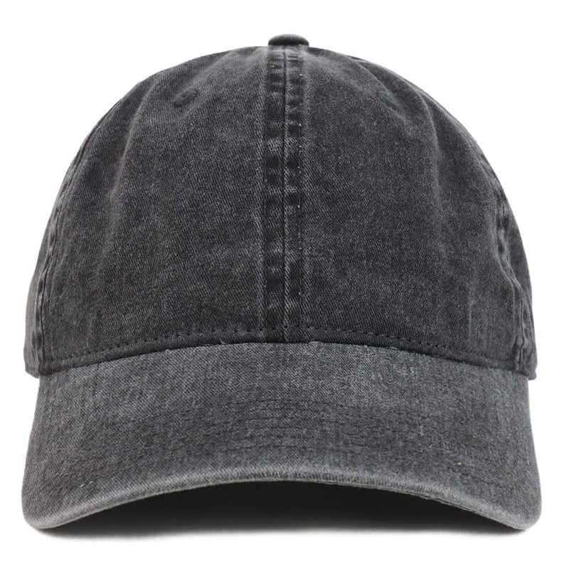 Armycrew XXL Oversize Big Washed Cotton Pigment Dyed Unstructured Baseball Cap - Black - Image 2